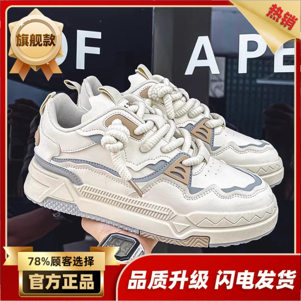 Trendy brand men s shoes 2025 new autumn Korean version versatile youth casual board shoes student thick soled sports white shoes