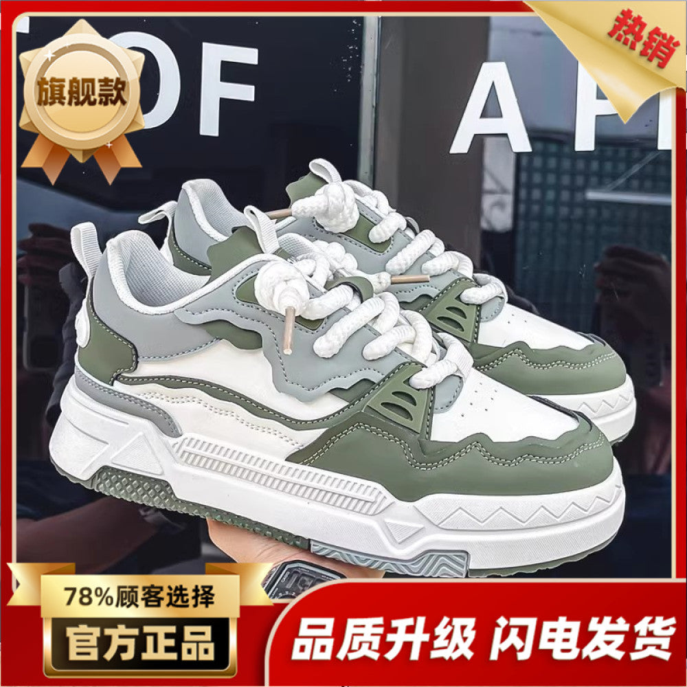 Trendy brand men s shoes 2025 new autumn Korean version versatile youth casual board shoes student thick soled sports white shoes image 19