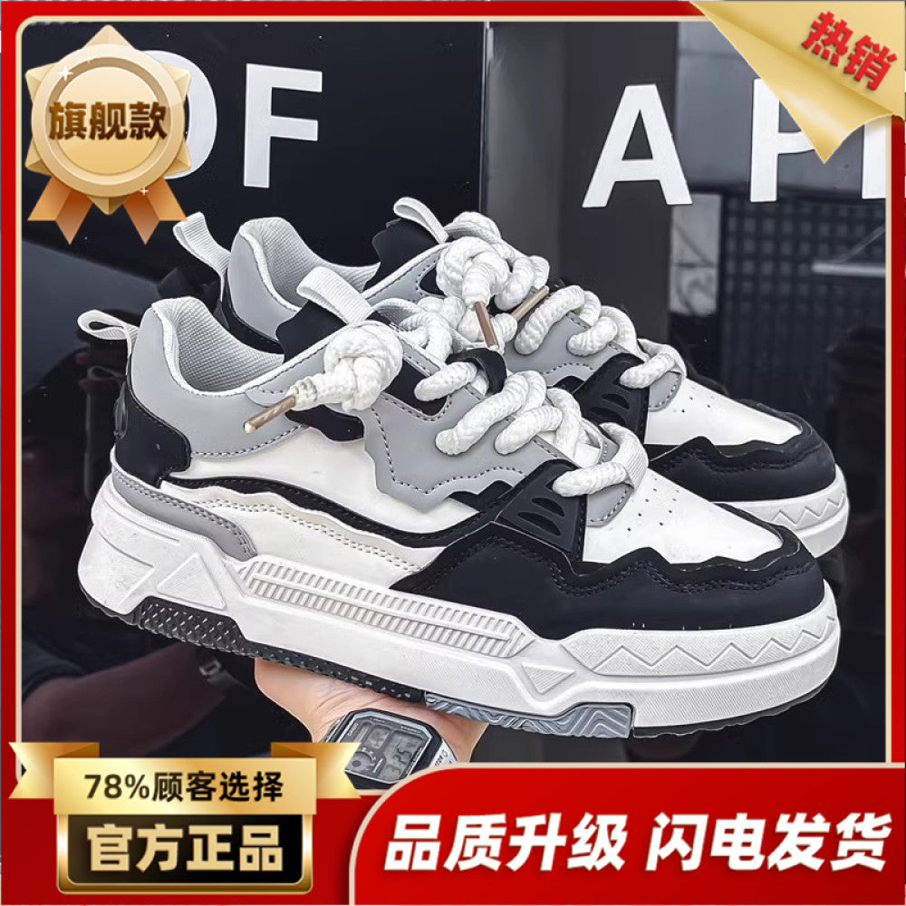 Trendy brand men s shoes 2025 new autumn Korean version versatile youth casual board shoes student thick soled sports white shoes image 37