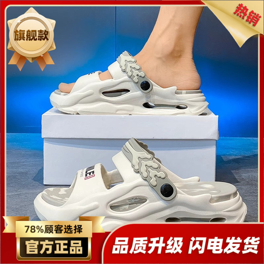 Slippers with a poop like feel for men suitable for outdoor wear in summer Thick soled slip resistant and odor proof Suitable for driving in summer Two pairs of outdoor beach sports sandals image 145