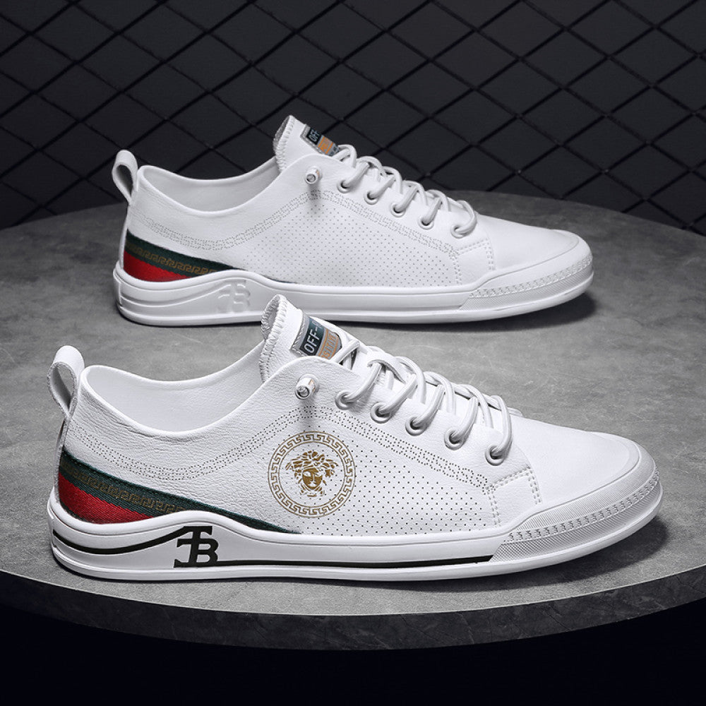 Little Bee Men s Shoes 2023 Summer New Genuine Leather Breathable White Shoes Men s Sports Shoes Casual Soft Sole image 39