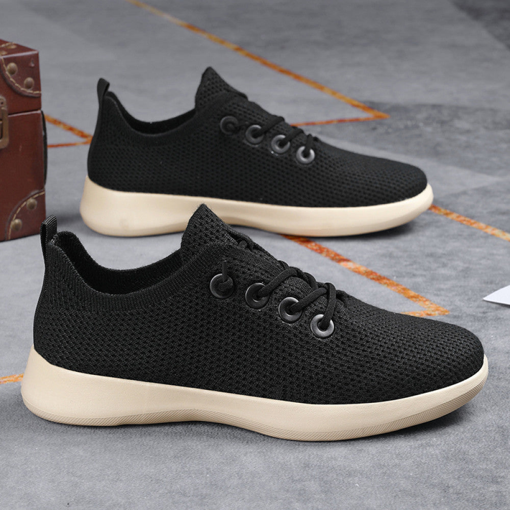 Men s shoes summer fly woven mesh large size soft sole breathable casual sports shoes lightweight anti slip casual travel work shoes image 3