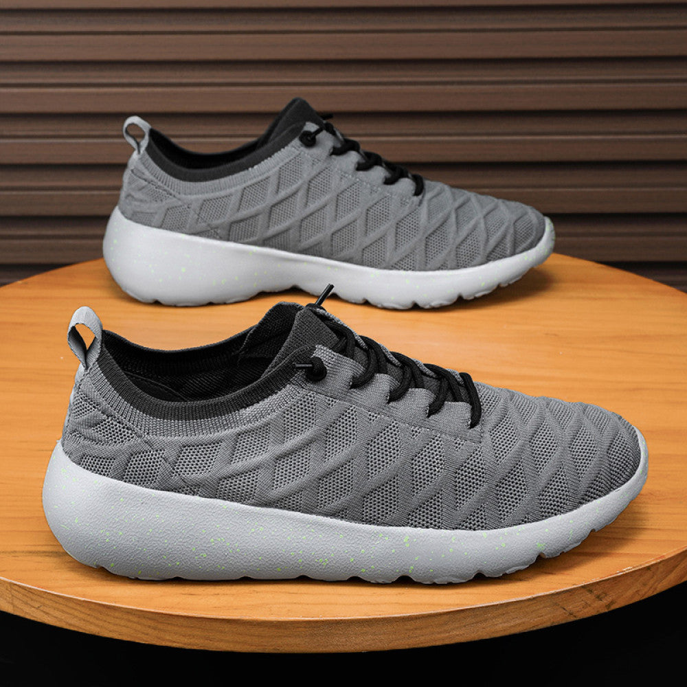 Spring new lightweight sports running shoes with anti slip and elastic soft sole cover versatile casual lazy shoes for men