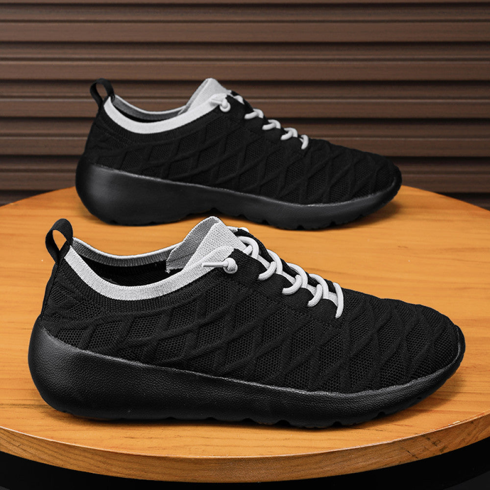 Spring new lightweight sports running shoes with anti slip and elastic soft sole cover versatile casual lazy shoes for men