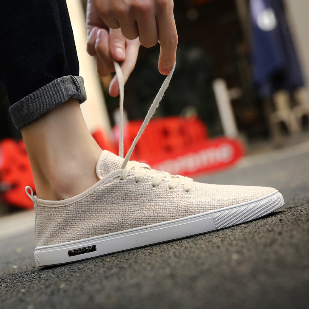 Summer men s shoes men s canvas shoes Korean style trendy versatile and personalized board shoes casual and trendy shoes breathable linen shoes