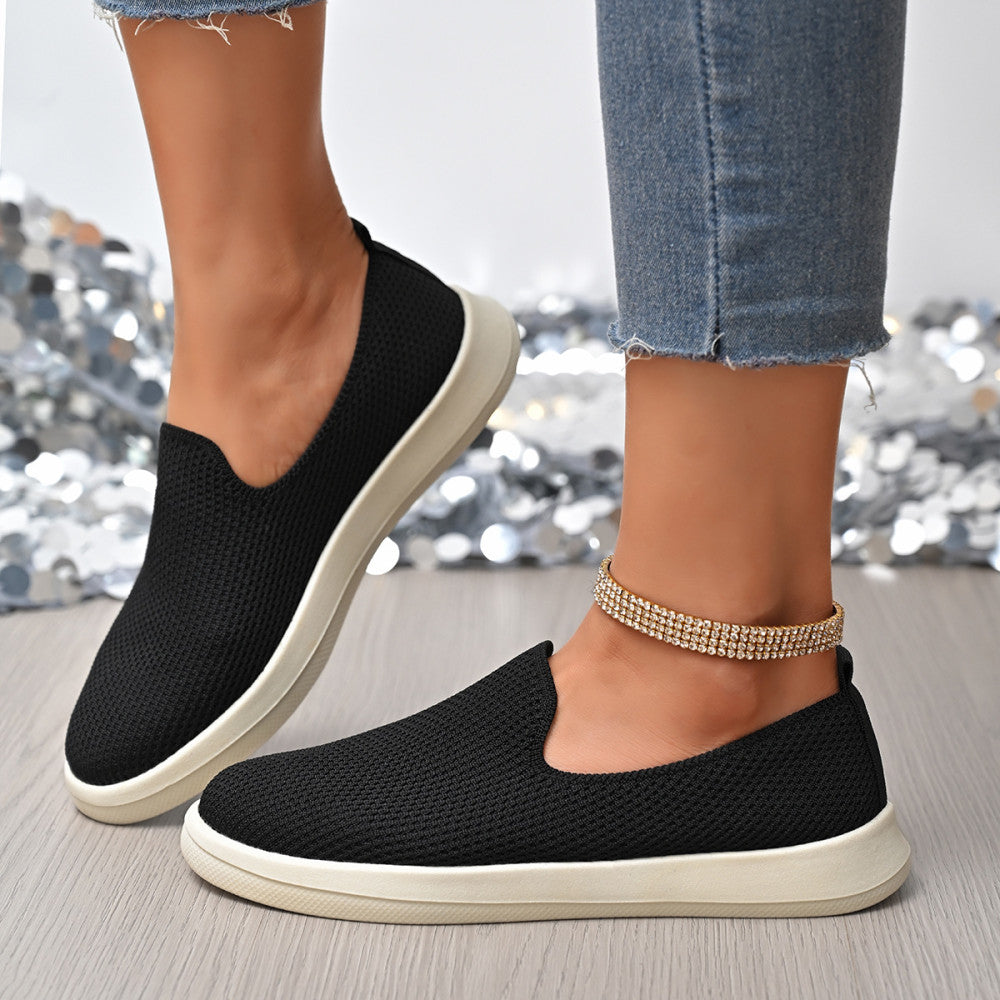 Cross border new casual and fashionable women s shoes breathable fly woven flat sole single shoes travel shoes one foot kick women s shoes image 27