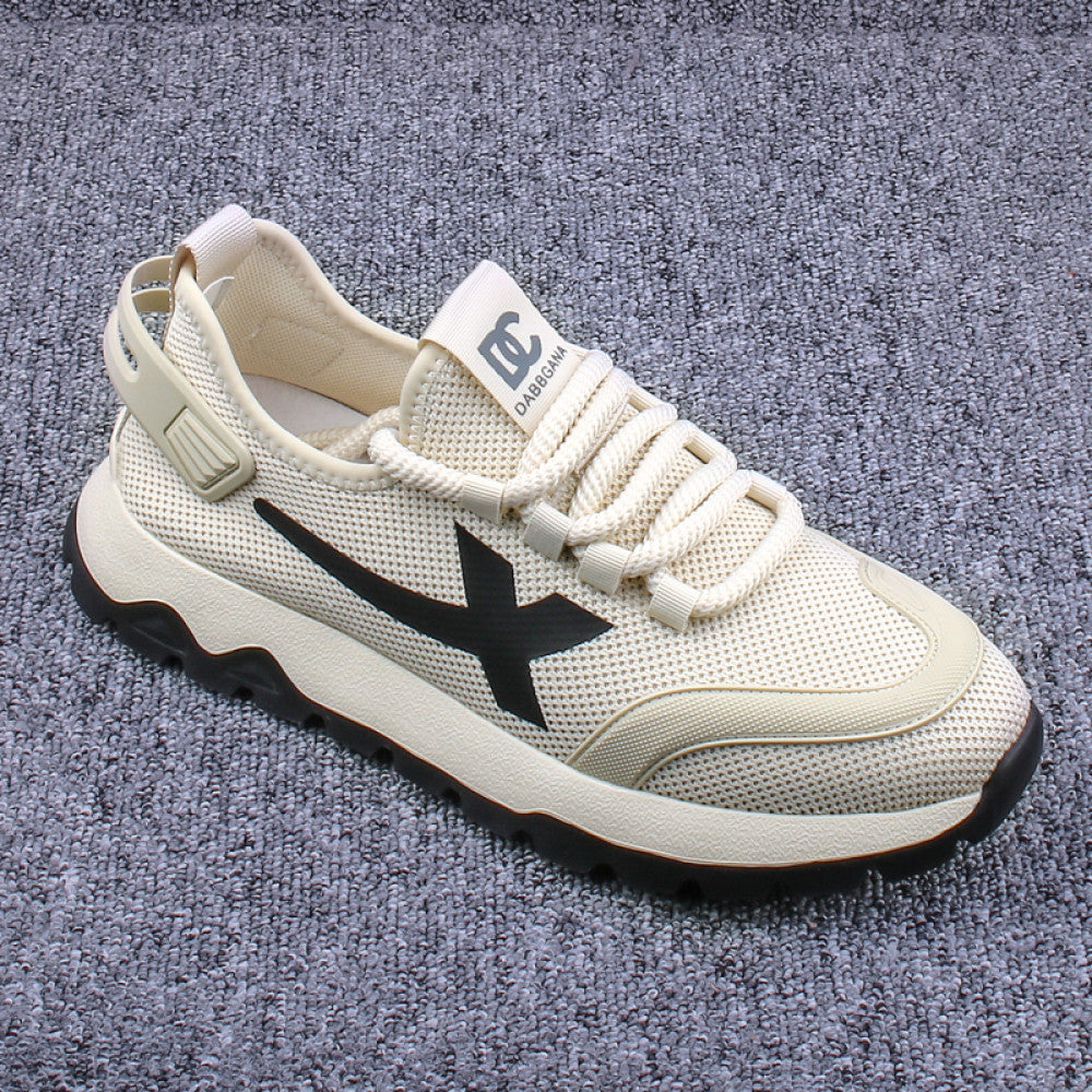 Men s shoes trendy brand 2025 spring new breathable mesh flying woven shoes lightweight versatile sports white shoes casual sneakers image 2