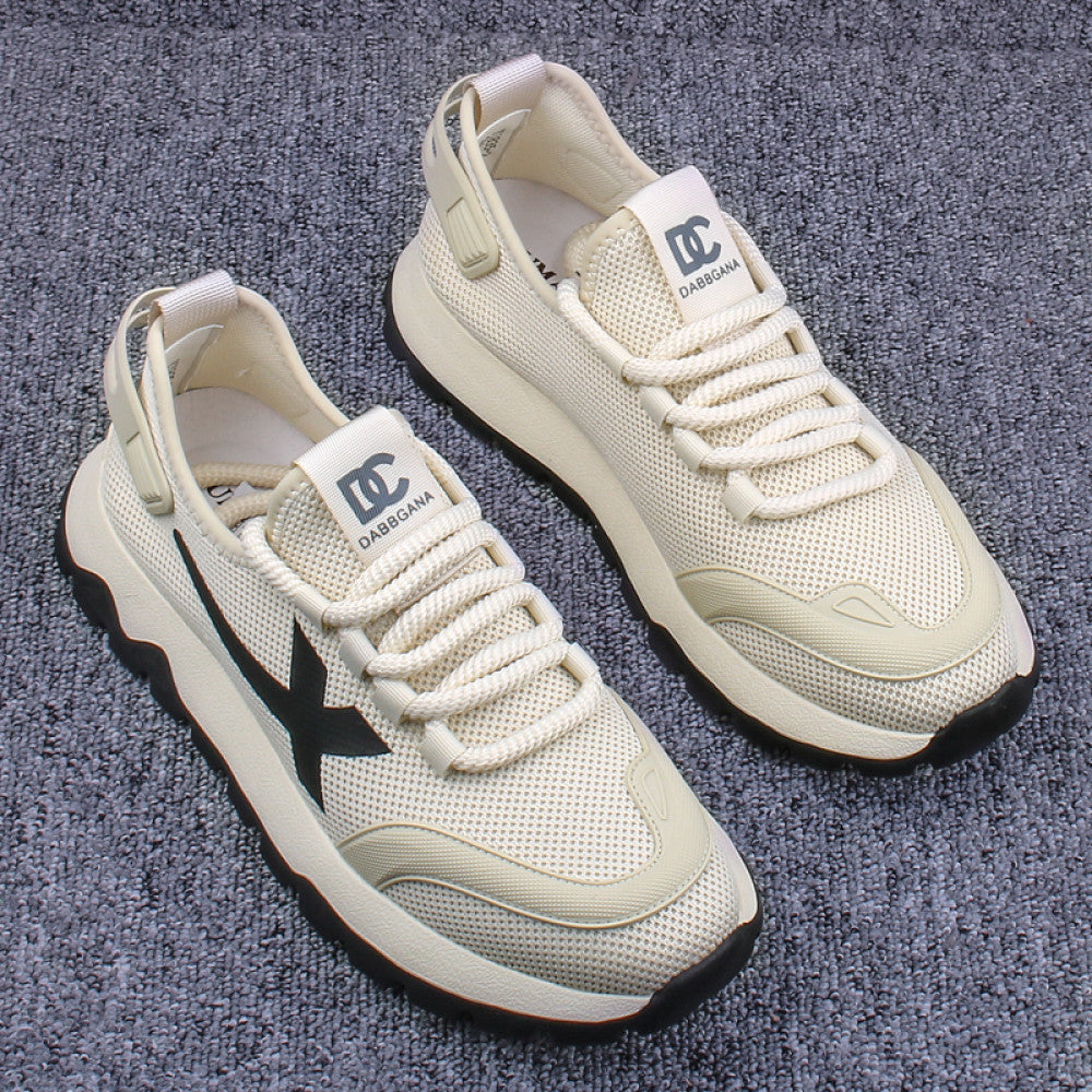 Men s shoes trendy brand 2025 spring new breathable mesh flying woven shoes lightweight versatile sports white shoes casual sneakers image 3