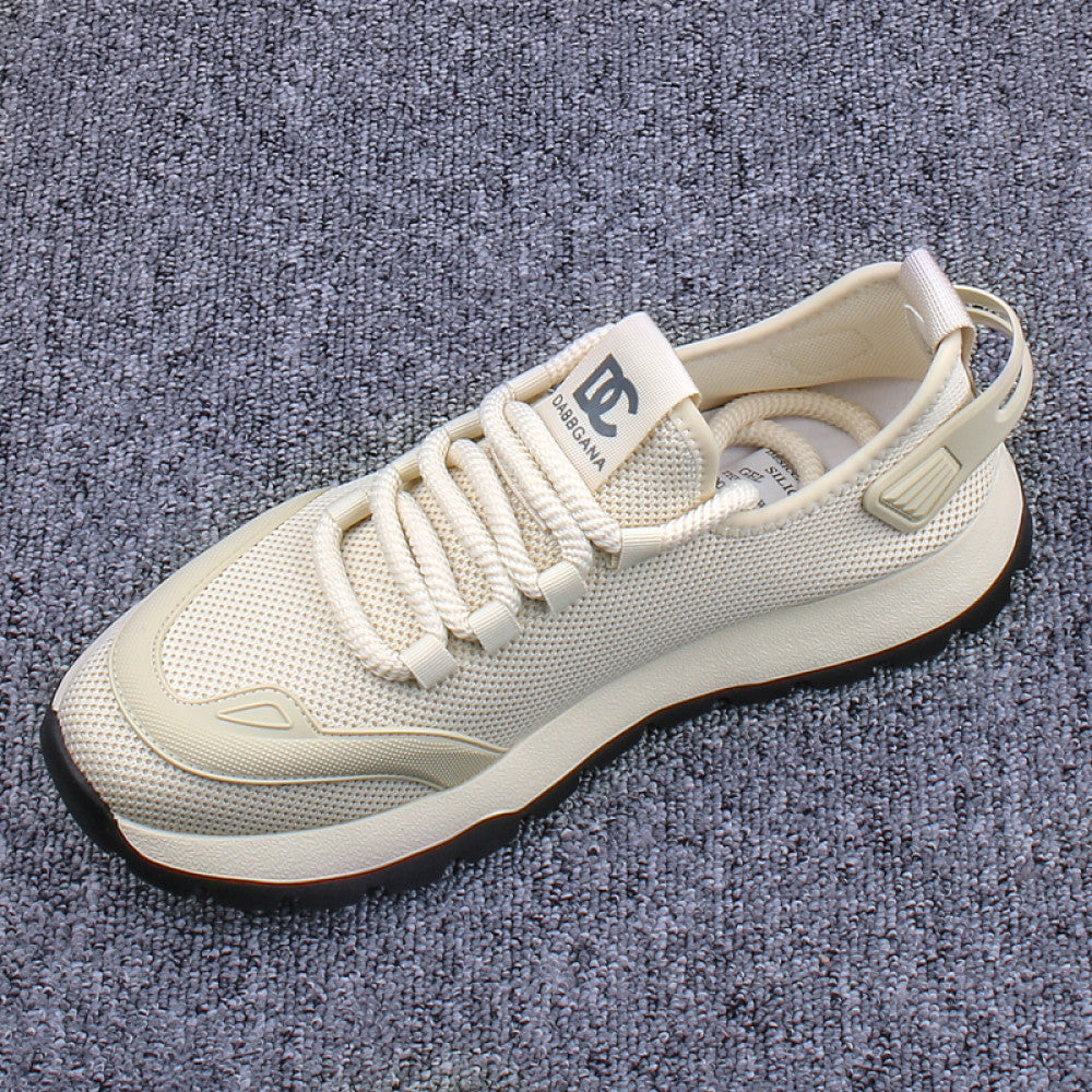 Men s shoes trendy brand 2025 spring new breathable mesh flying woven shoes lightweight versatile sports white shoes casual sneakers image 0