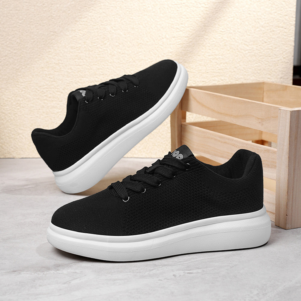 Stepping on poop flying woven black and white board shoes lightweight and breathable comfortable for both men and women sports and leisure shoes skateboard shoes pure black walking shoes image 5