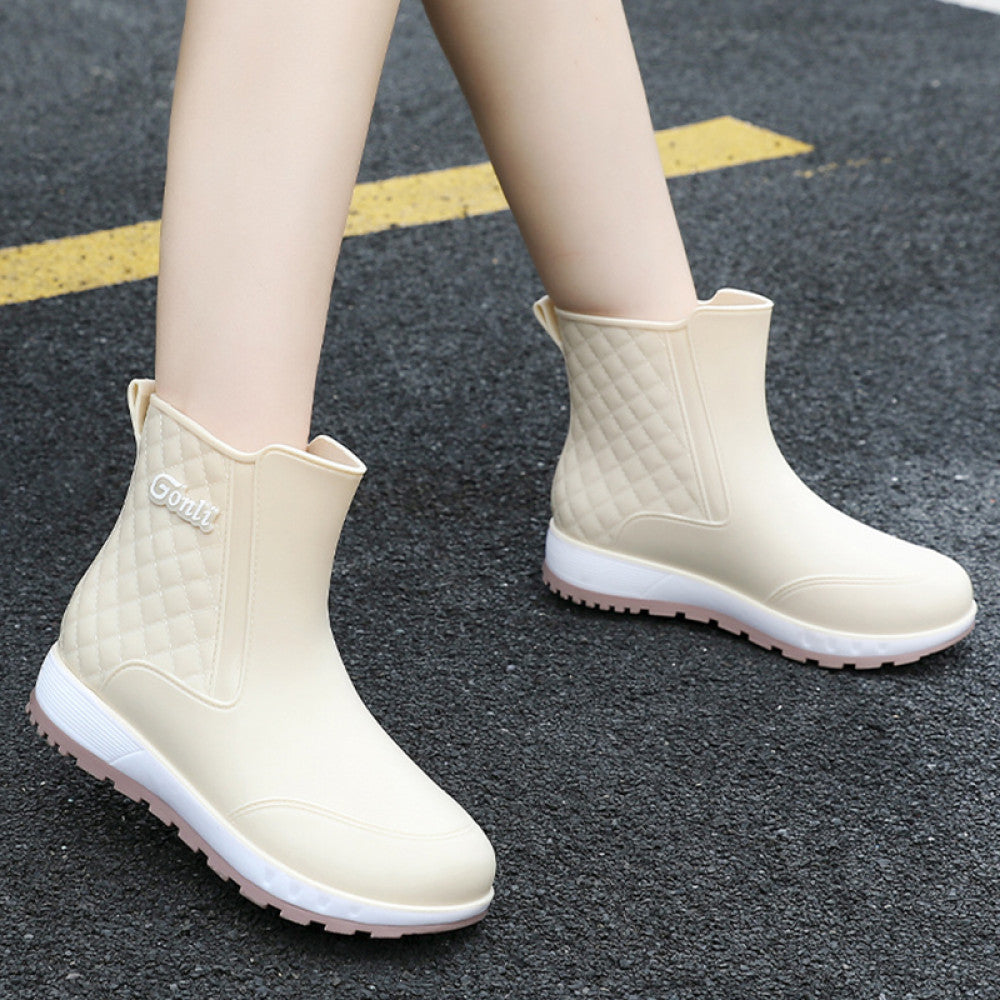 Women s shoes for wearing outside waterproof for winter and rainy days made of kitchen rain to prevent slipping and adding velvet water shoes with a middle tube special shoes rubber shoes and rain boo image 31
