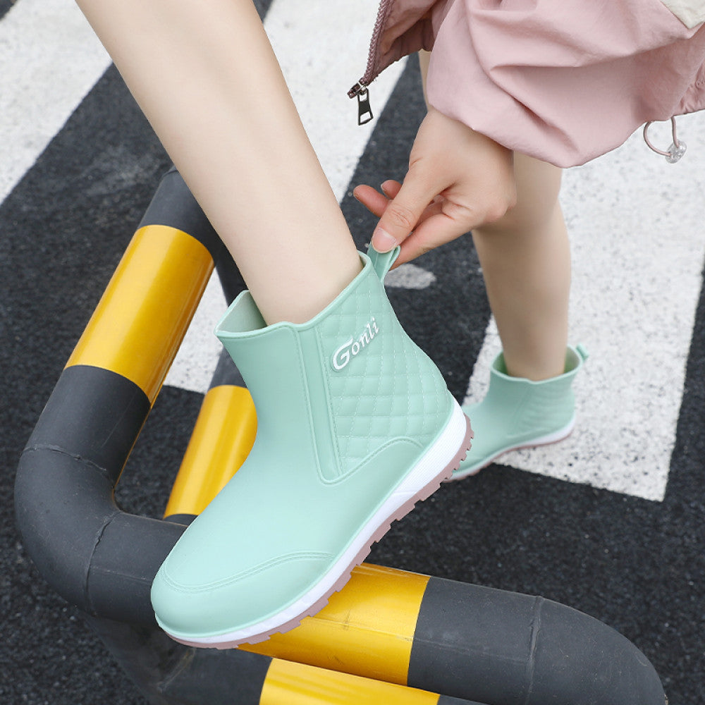 Women s shoes for wearing outside waterproof for winter and rainy days made of kitchen rain to prevent slipping and adding velvet water shoes with a middle tube special shoes rubber shoes and rain boo image 32