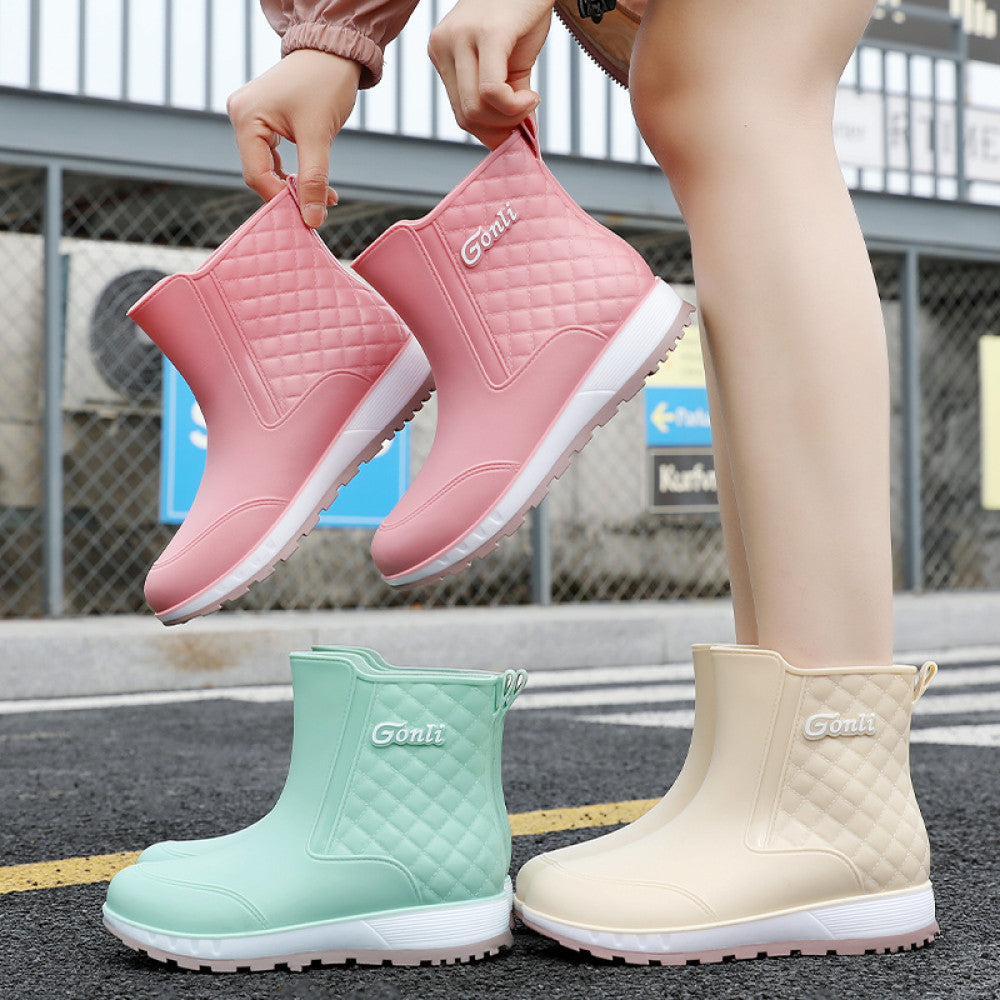 Women s shoes for wearing outside waterproof for winter and rainy days made of kitchen rain to prevent slipping and adding velvet water shoes with a middle tube special shoes rubber shoes and rain boo image 34