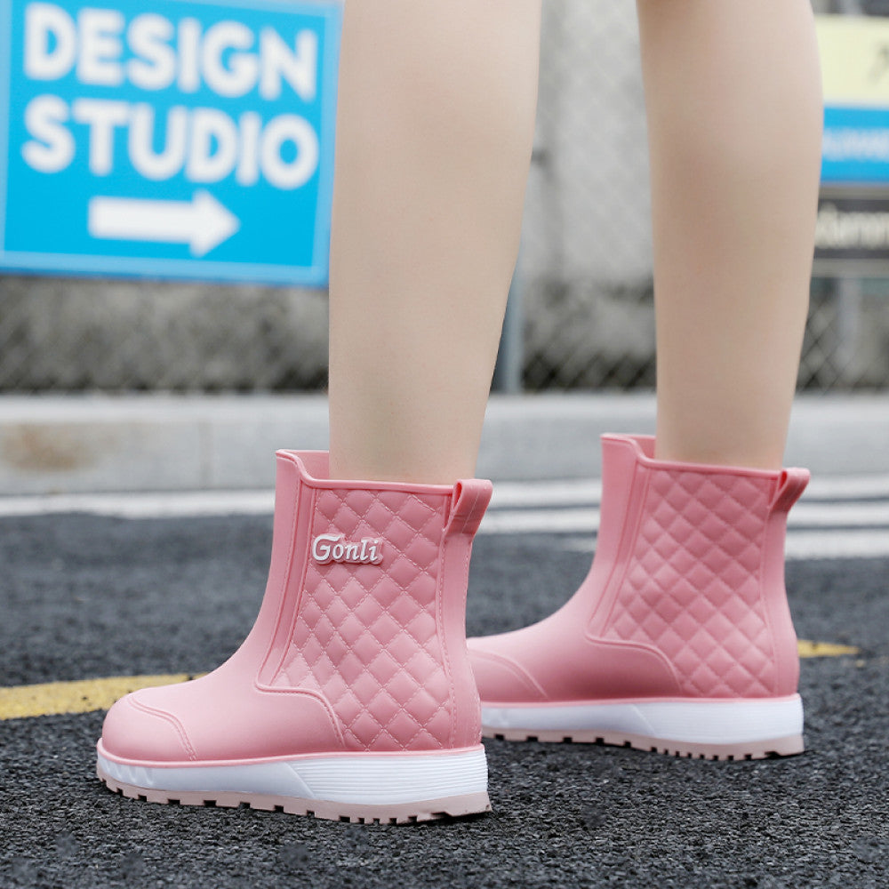 Women s shoes for wearing outside waterproof for winter and rainy days made of kitchen rain to prevent slipping and adding velvet water shoes with a middle tube special shoes rubber shoes and rain boo image 35