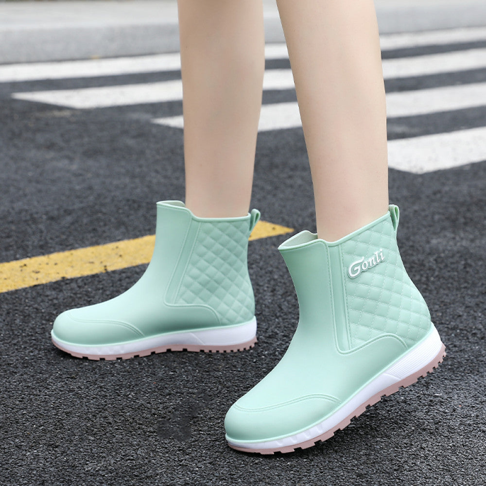 Women s shoes for wearing outside waterproof for winter and rainy days made of kitchen rain to prevent slipping and adding velvet water shoes with a middle tube special shoes rubber shoes and rain boo image 41