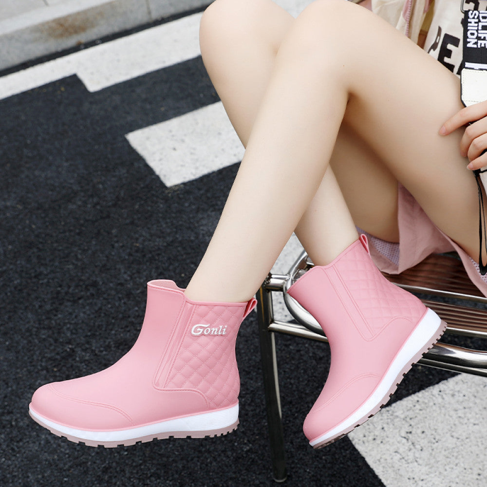 Women s shoes for wearing outside waterproof for winter and rainy days made of kitchen rain to prevent slipping and adding velvet water shoes with a middle tube special shoes rubber shoes and rain boo image 50