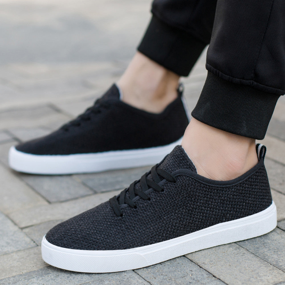 Men s summer trendy shoes Korean style men s linen canvas casual white sneakers student breathable cloth shoes all match image 0
