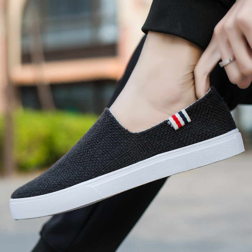 Men s summer trendy shoes Korean style men s linen canvas casual white sneakers student breathable cloth shoes all match image 94