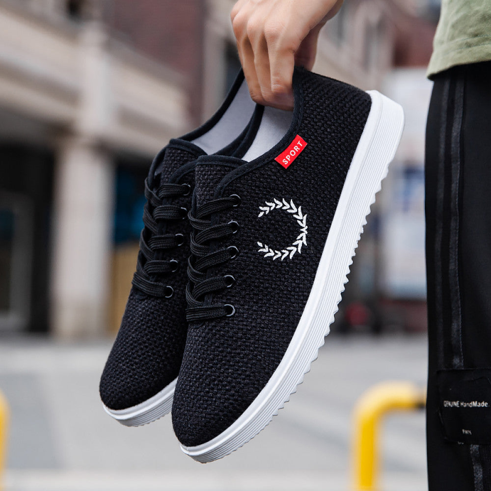 Men s summer trendy shoes Korean style men s linen canvas casual white sneakers student breathable cloth shoes all match image 117