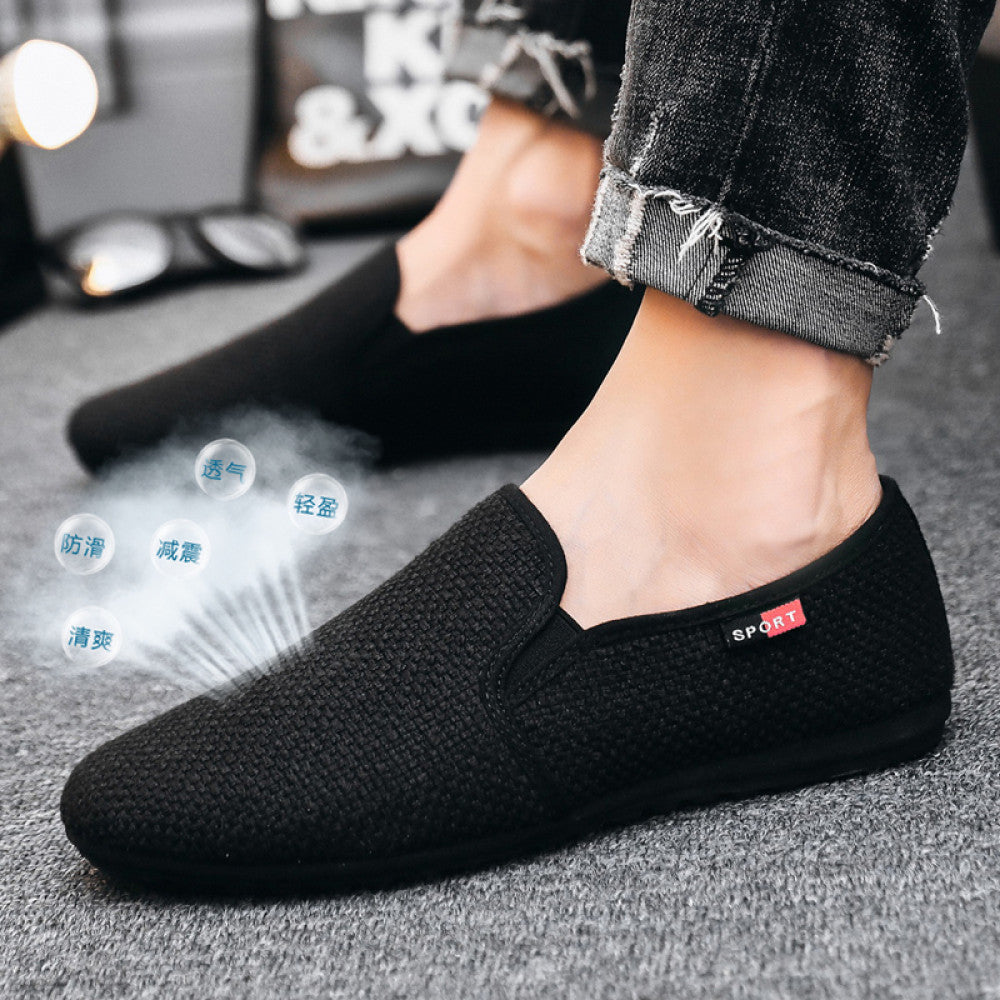 Men s summer trendy shoes Korean style men s linen canvas casual white sneakers student breathable cloth shoes all match image 120