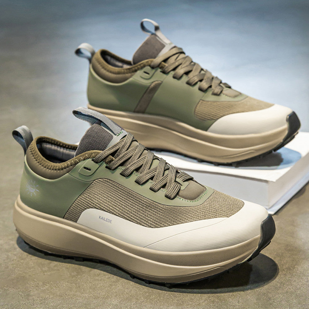 Men s shoes 2025 new summer casual versatile breathable explosive fashion anti slip thick sole height increasing dad shoes