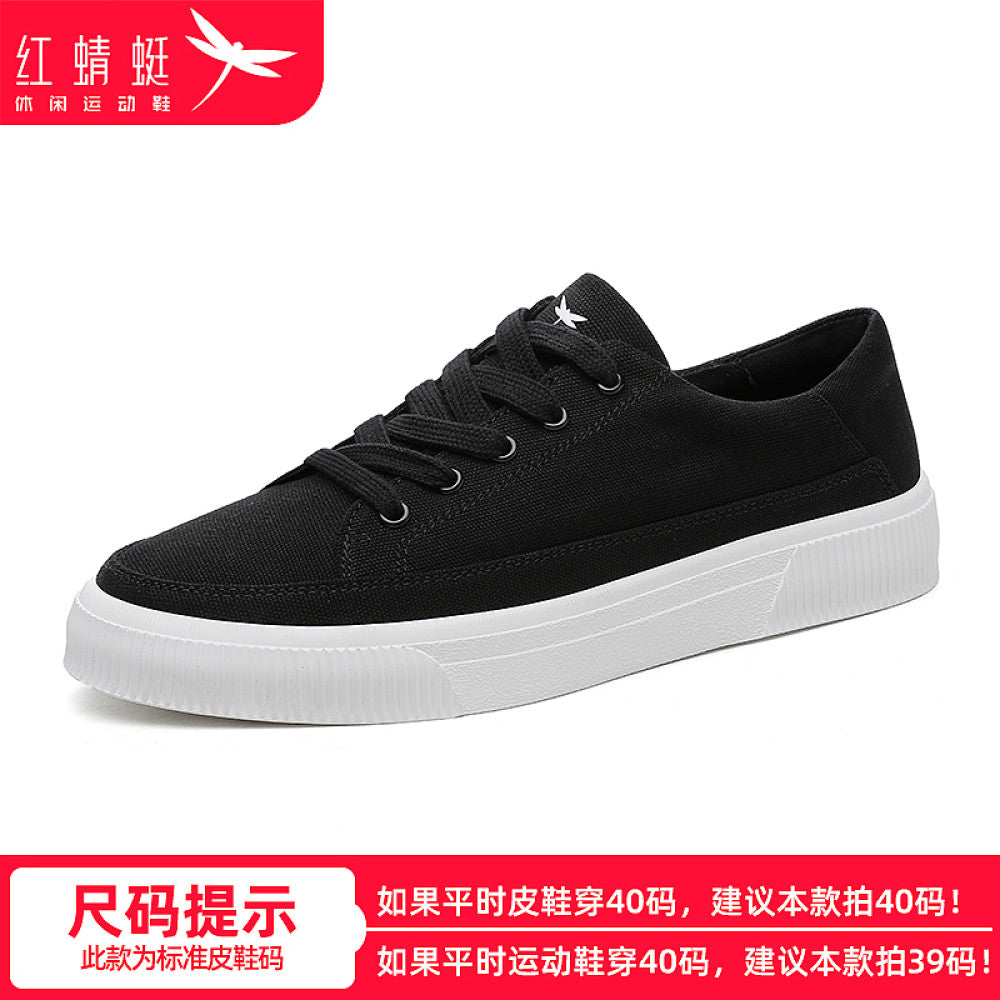 Red Dragonfly Men s Summer Breathable Casual Canvas Shoes Men s Flat Sports Shoes White Bottom Black Surface Cloth Shoes Deodorant image 15
