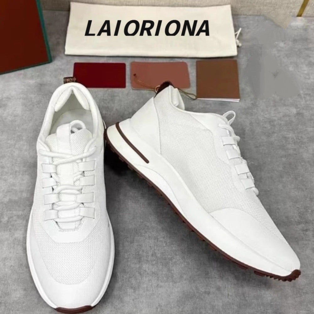 LOPQPLAHA lP men s casual lace up jogging shoes flying woven breathable cowhide stitching single shoes comfortable trendy shoes image 48