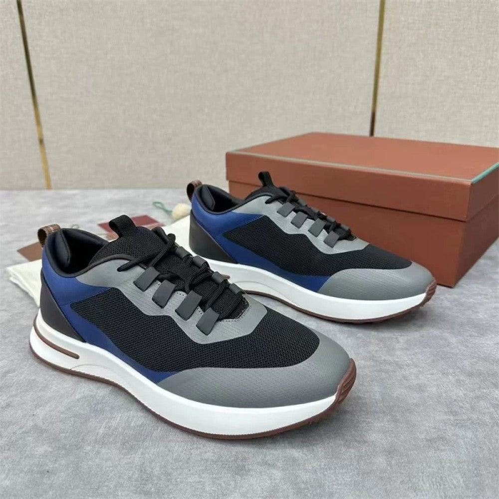 LOPQPLAHA lP men s casual lace up jogging shoes flying woven breathable cowhide stitching single shoes comfortable trendy shoes image 43