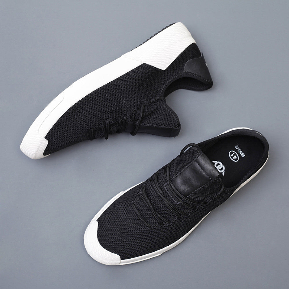 2025 New Flyknit Mesh Shoes Men s Korean Edition Casual Versatile Trendy Shoes Men s Canvas Shoes Autumn Breathable Men s Board Shoes image 3