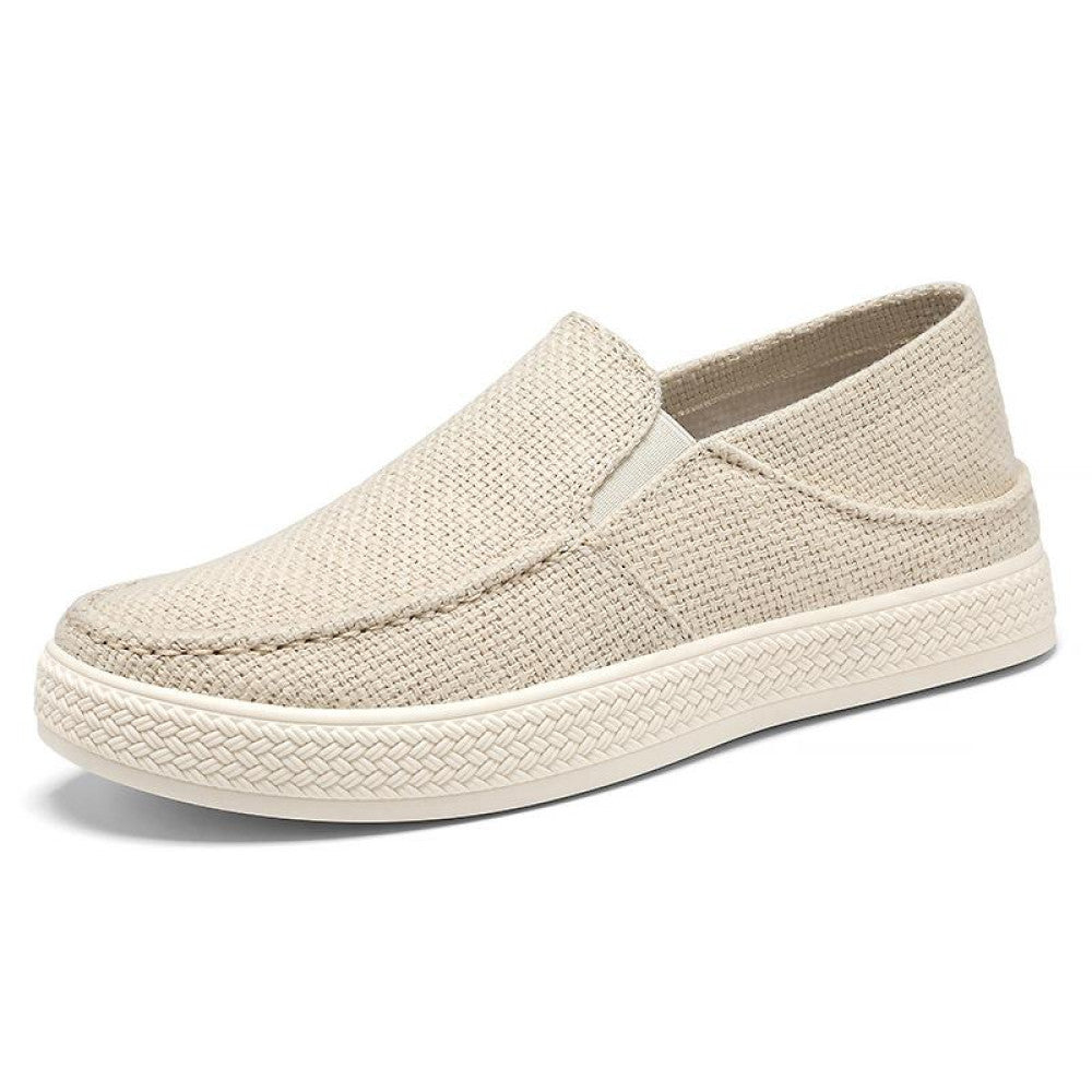 Canvas men s shoes summer breathable linen cloth shoes old Beijing one foot kick men s casual board shoes versatile lazy trendy shoes