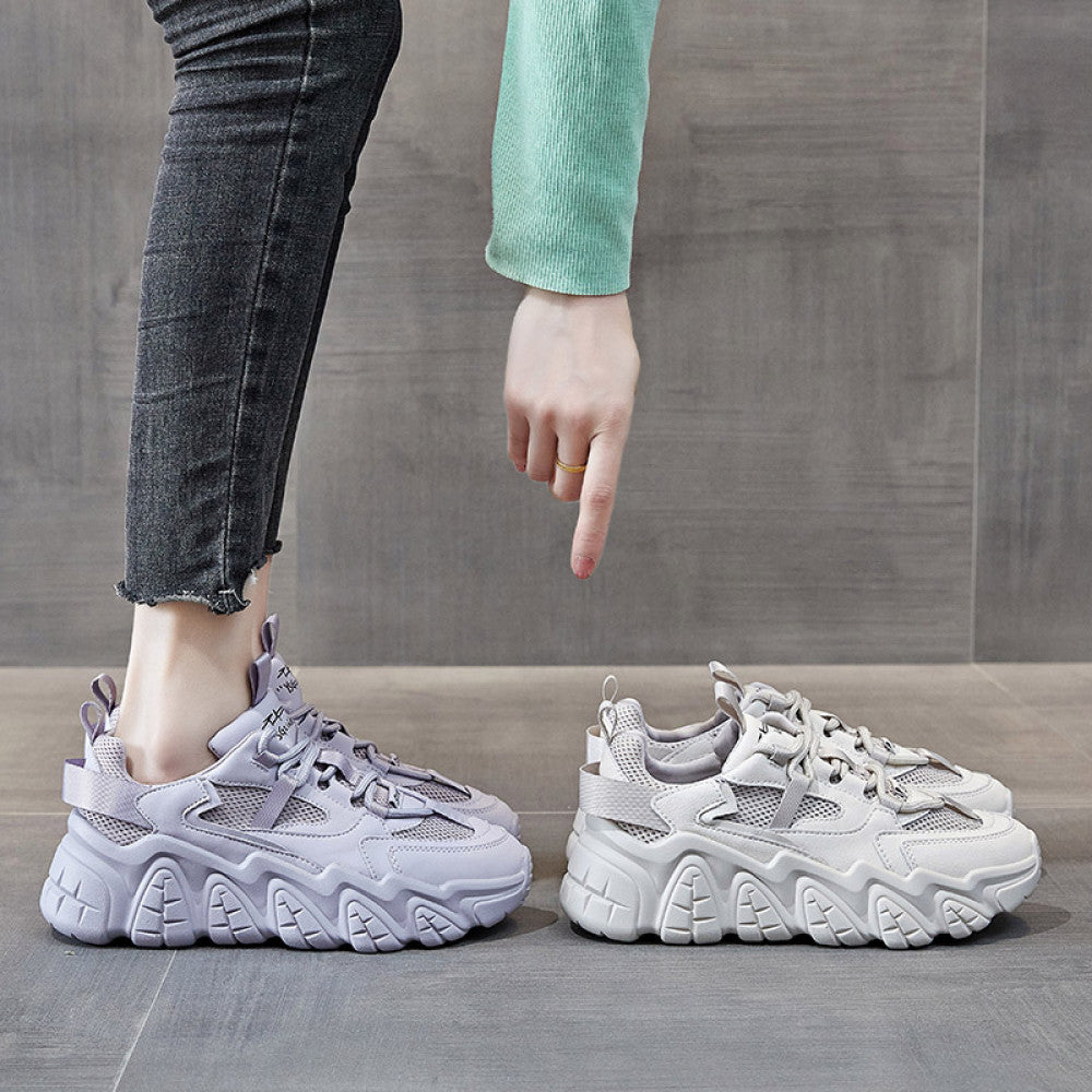 Genuine leather dad shoes for women summer 2025 new style popular all match thick soled breathable casual sports shoes ins trend image 1
