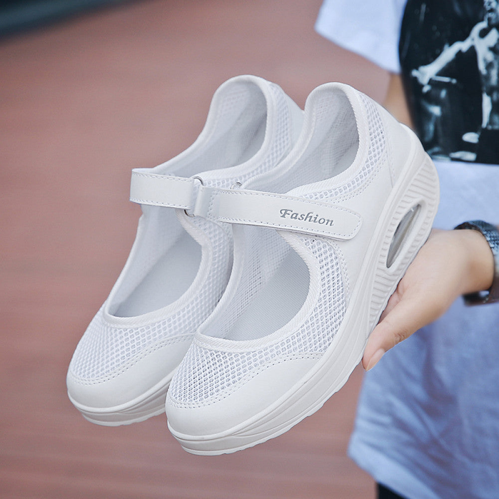 Mesh casual shoes women s summer hollow breathable sports shoes white nurse shoes soft soled mesh shoes mom shoes work shoes image 47