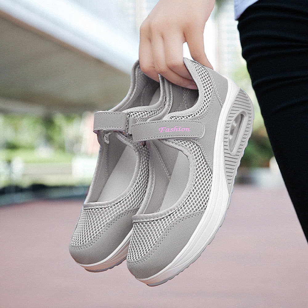 Mesh casual shoes women s summer hollow breathable sports shoes white nurse shoes soft soled mesh shoes mom shoes work shoes image 63
