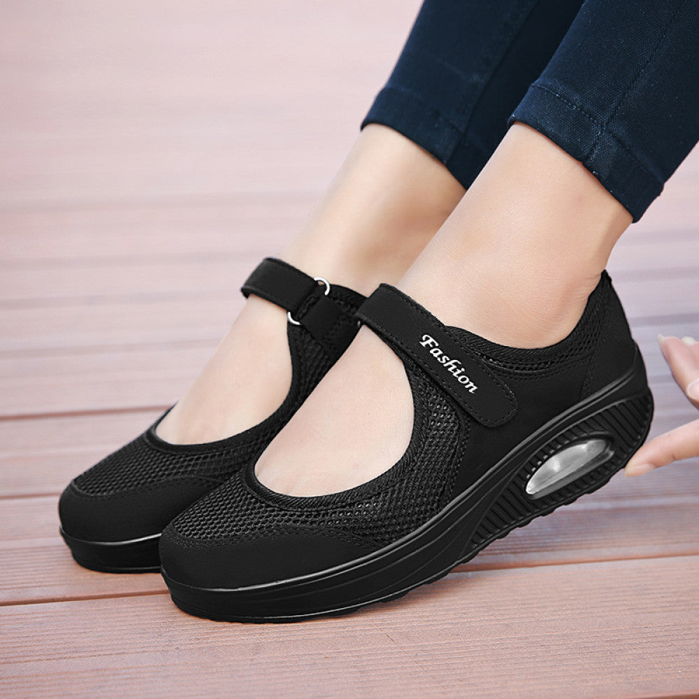 Mesh casual shoes women s summer hollow breathable sports shoes white nurse shoes soft soled mesh shoes mom shoes work shoes image 86