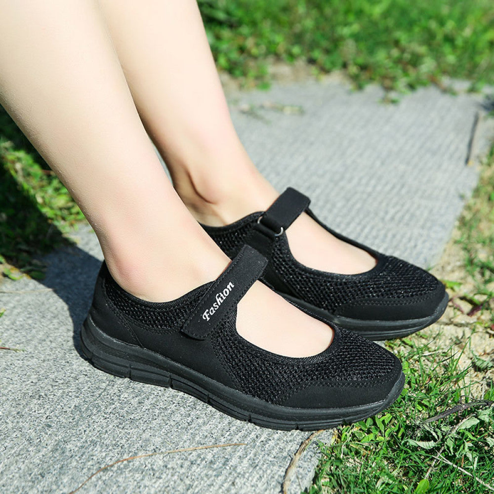 Mesh casual shoes women s summer hollow breathable sports shoes white nurse shoes soft soled mesh shoes mom shoes work shoes image 138