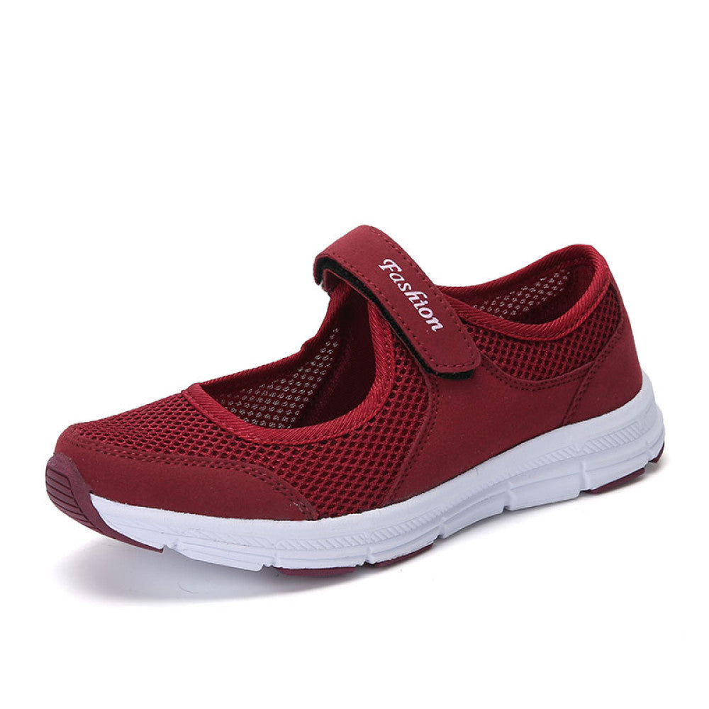 Mesh casual shoes women s summer hollow breathable sports shoes white nurse shoes soft soled mesh shoes mom shoes work shoes image 146