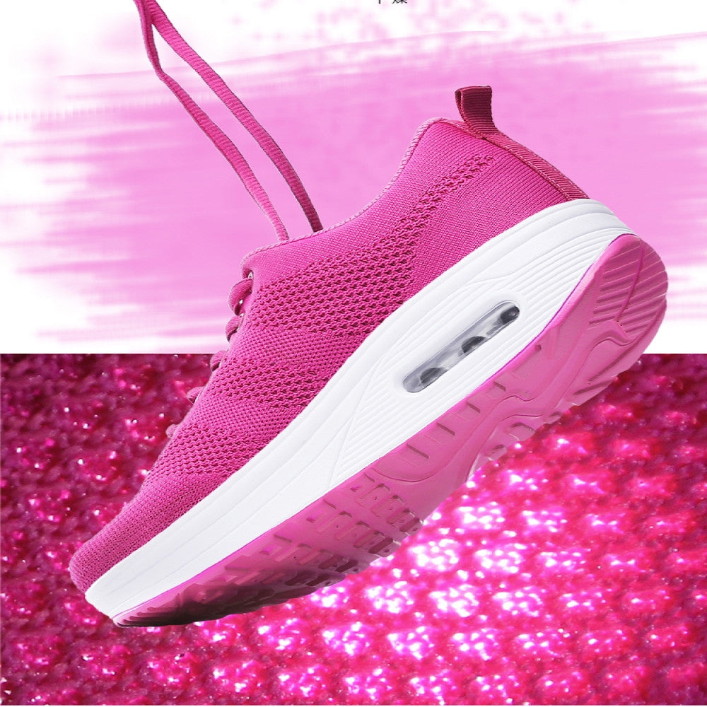 Women s sports shoes mesh breathable casual shoes 2024 new thick sole height increase non slip rocking shoes women s travel shoes image 20
