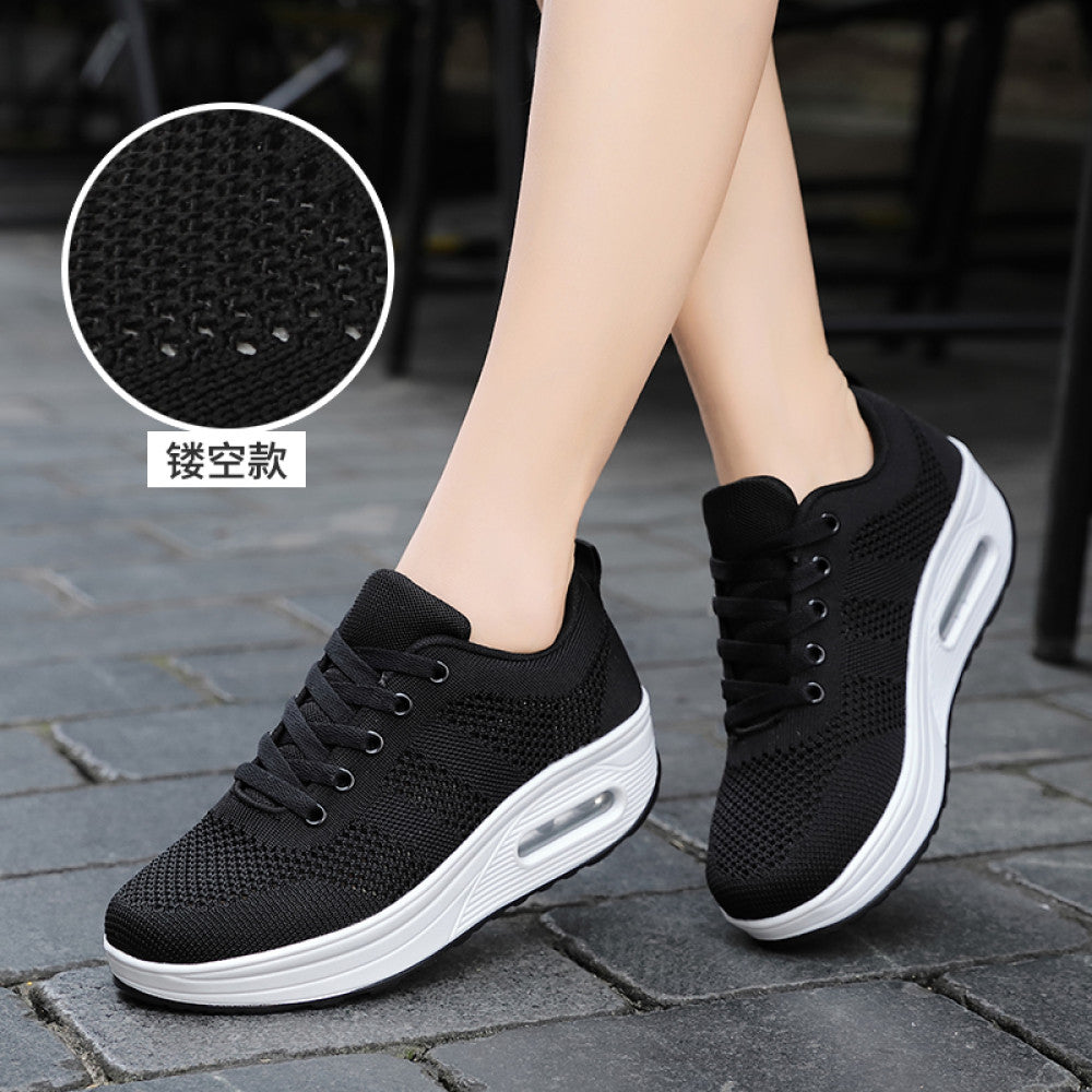 Women s sports shoes mesh breathable casual shoes 2024 new thick sole height increase non slip rocking shoes women s travel shoes image 43