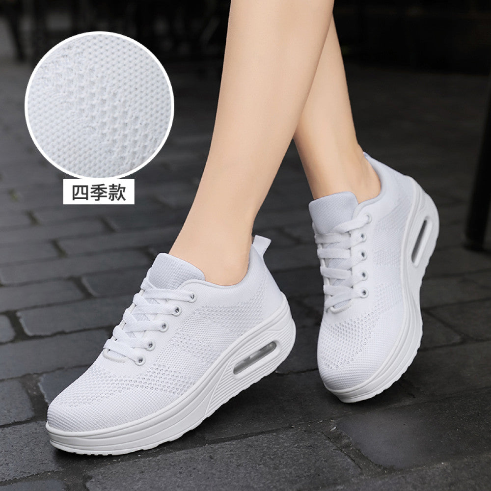 Women s sports shoes mesh breathable casual shoes 2024 new thick sole height increase non slip rocking shoes women s travel shoes image 79