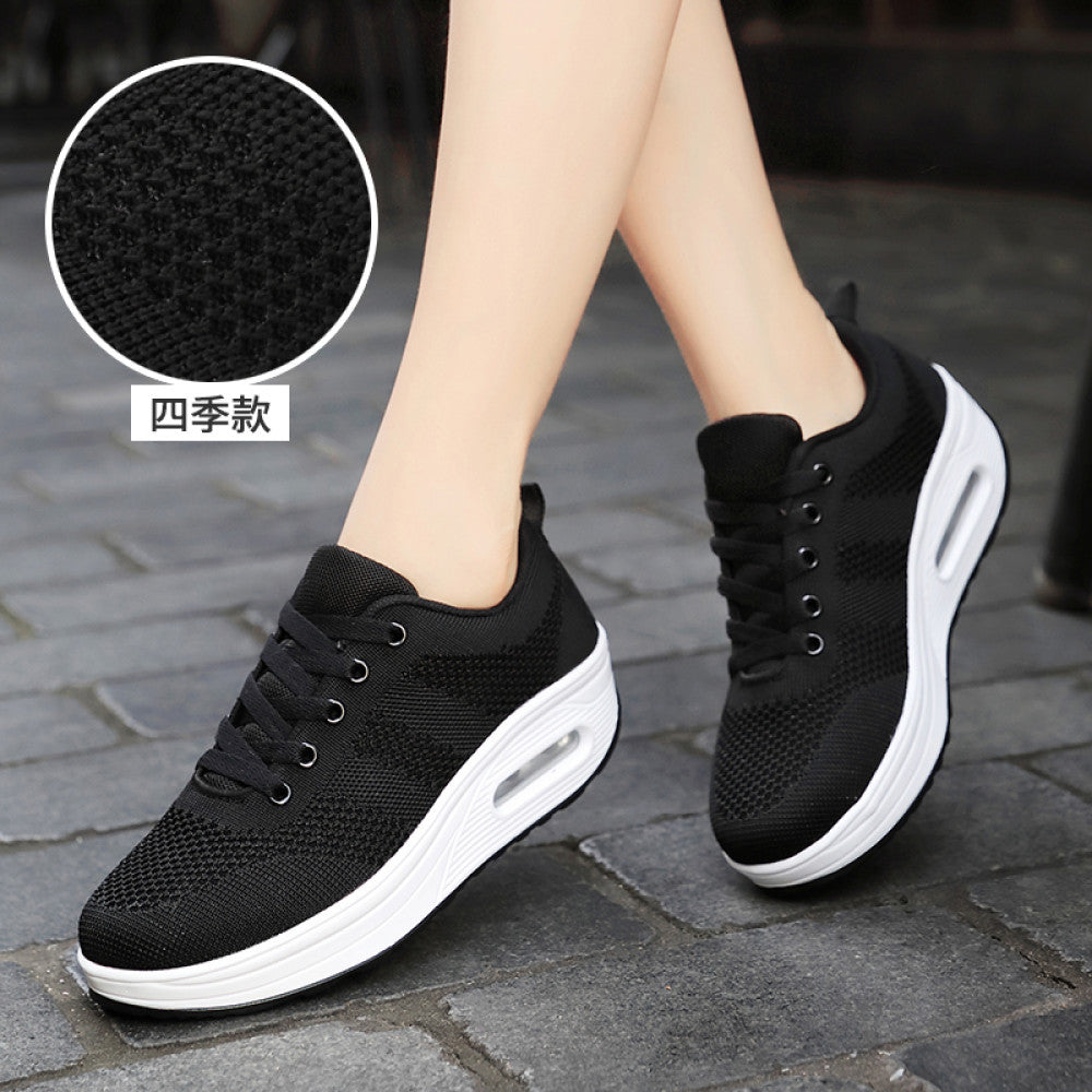 Women s sports shoes mesh breathable casual shoes 2024 new thick sole height increase non slip rocking shoes women s travel shoes image 102