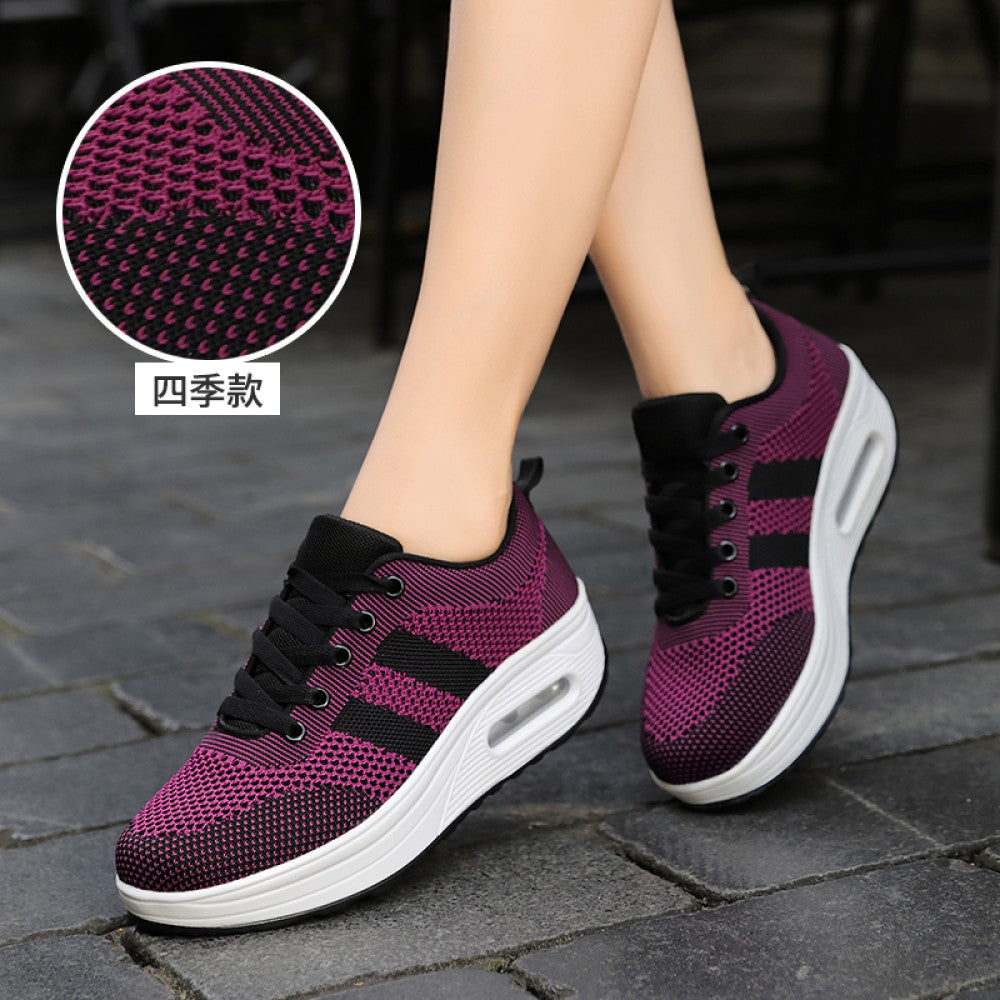 Women s sports shoes mesh breathable casual shoes 2024 new thick sole height increase non slip rocking shoes women s travel shoes image 112