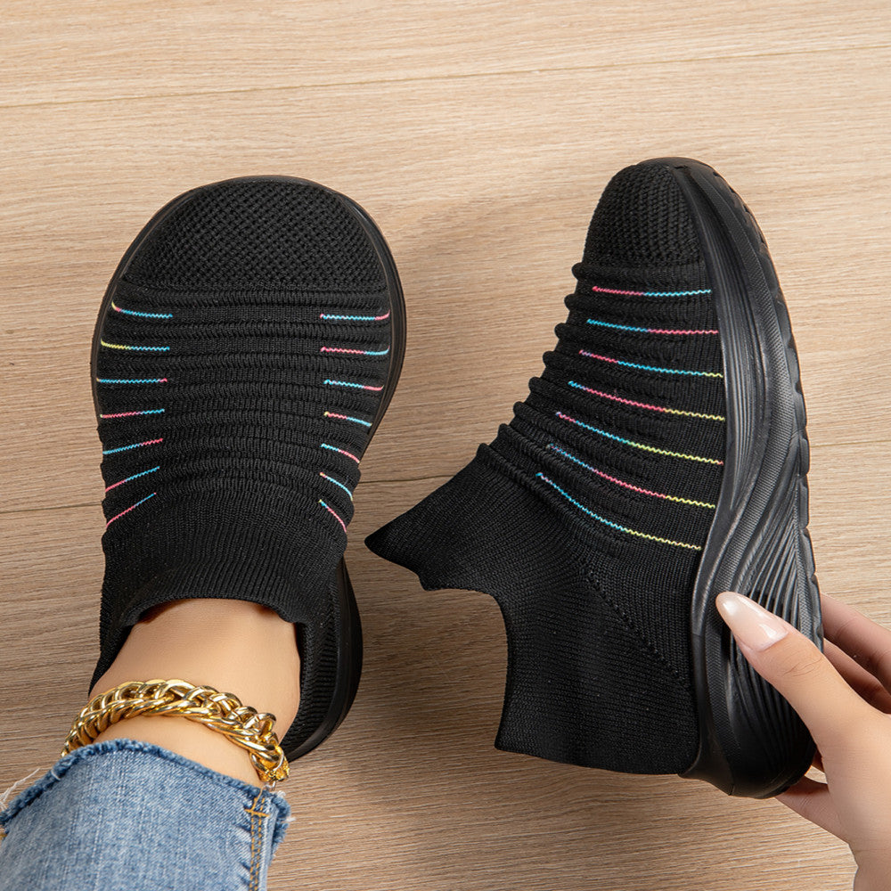 Fashionable casual shoes for women breathable mesh slip on shoes four season sock shoes large size loose and lightweight image 5