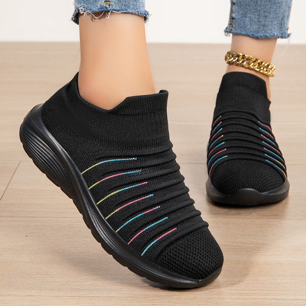 Fashionable casual shoes for women breathable mesh slip on shoes four season sock shoes large size loose and lightweight image 16