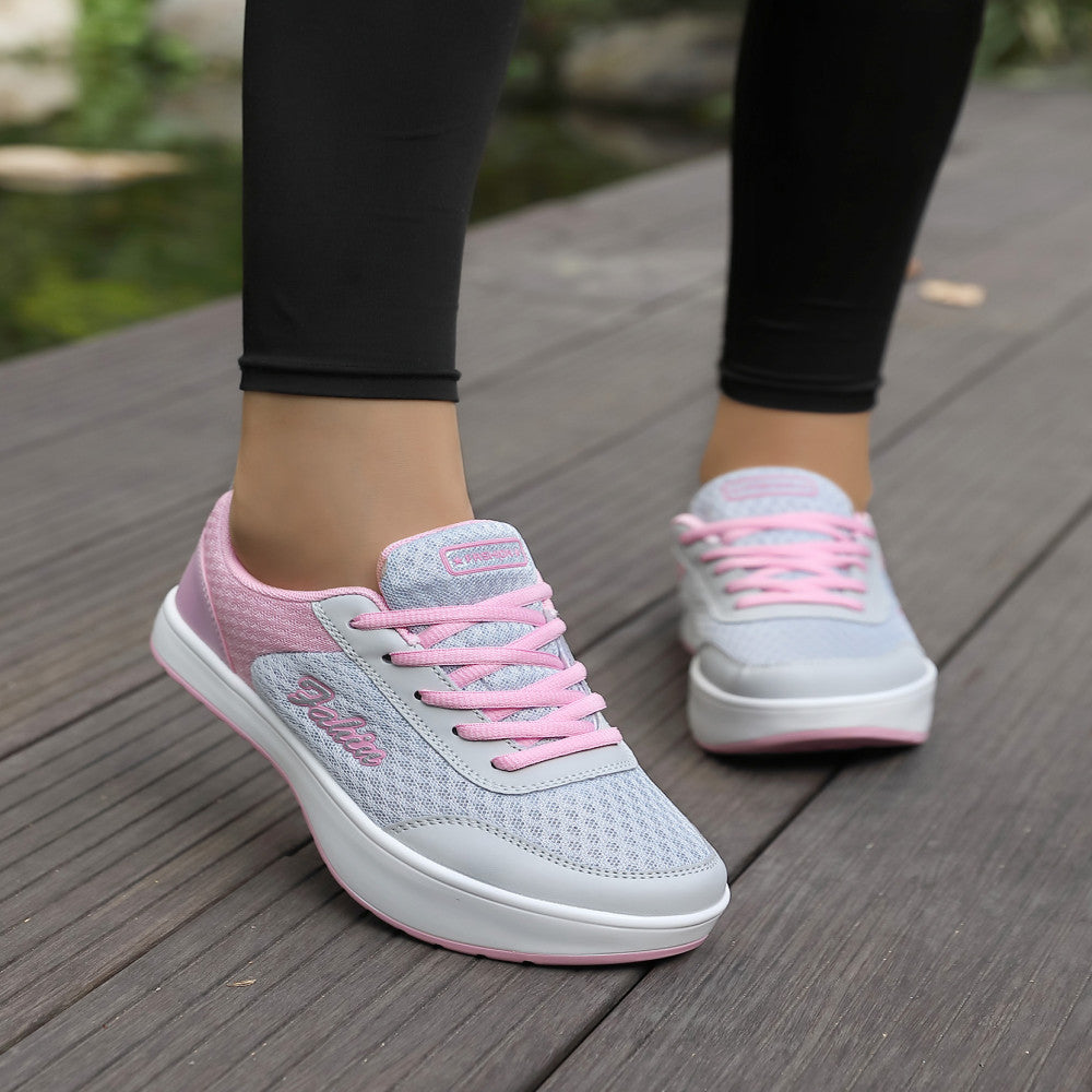 Negative heel shoes for women in summer lumbar and cervical spine mesh breathable front high and low walking shoes stretching fitness shoes casual shoes image 1