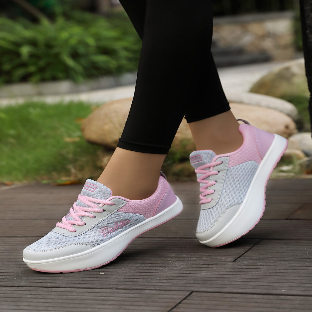 Negative heel shoes for women in summer lumbar and cervical spine mesh breathable front high and low walking shoes stretching fitness shoes casual shoes image 3