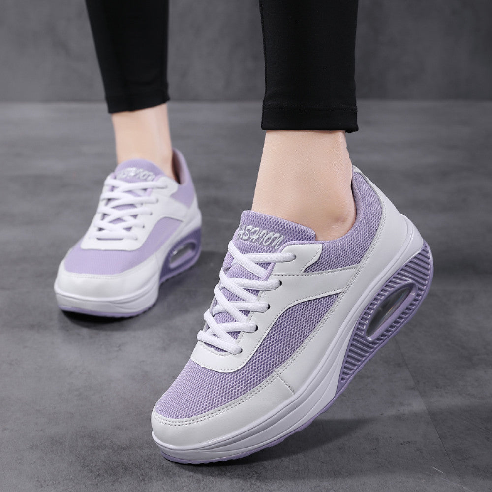 New black rocking shoes for women thick soled sports shoes mesh breathable casual shoes large size soft soled air cushion nurse shoes image 14