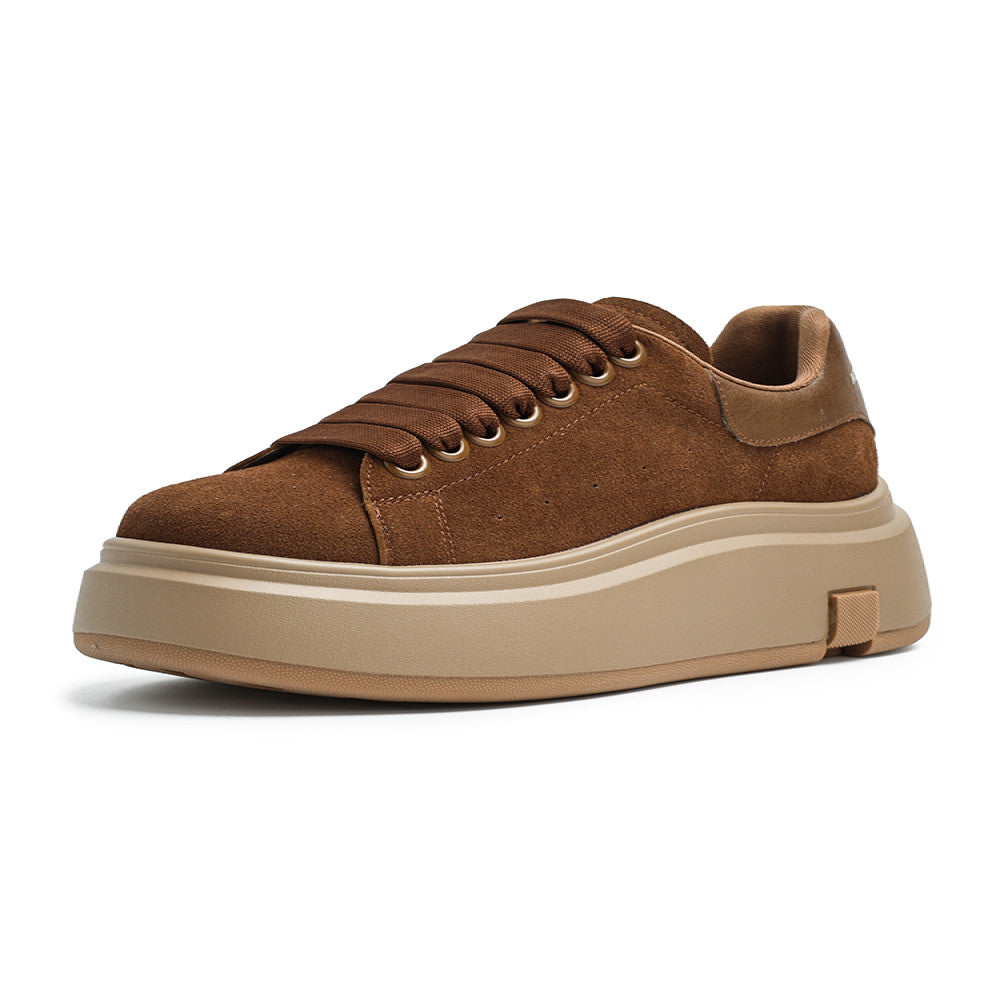 Thick soled height increasing frosted leather sponge cake shoes for women round toe 2024 autumn new retro versatile casual sports board shoes image 5