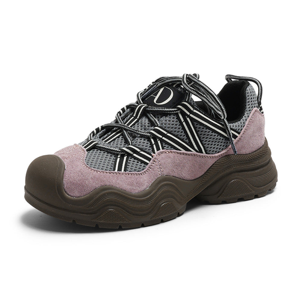 Thick soled height increasing dad shoes women s 2025 autumn new lightweight and versatile casual sports shoes outdoor hiking and mountaineering shoes