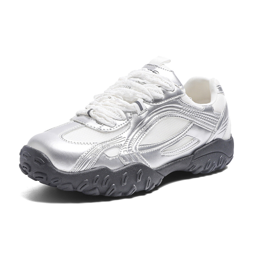 Real leather thick sole height increasing ballet training shoes for women in summer 2025 new casual versatile sports shoes breathable Forrest Gump shoes