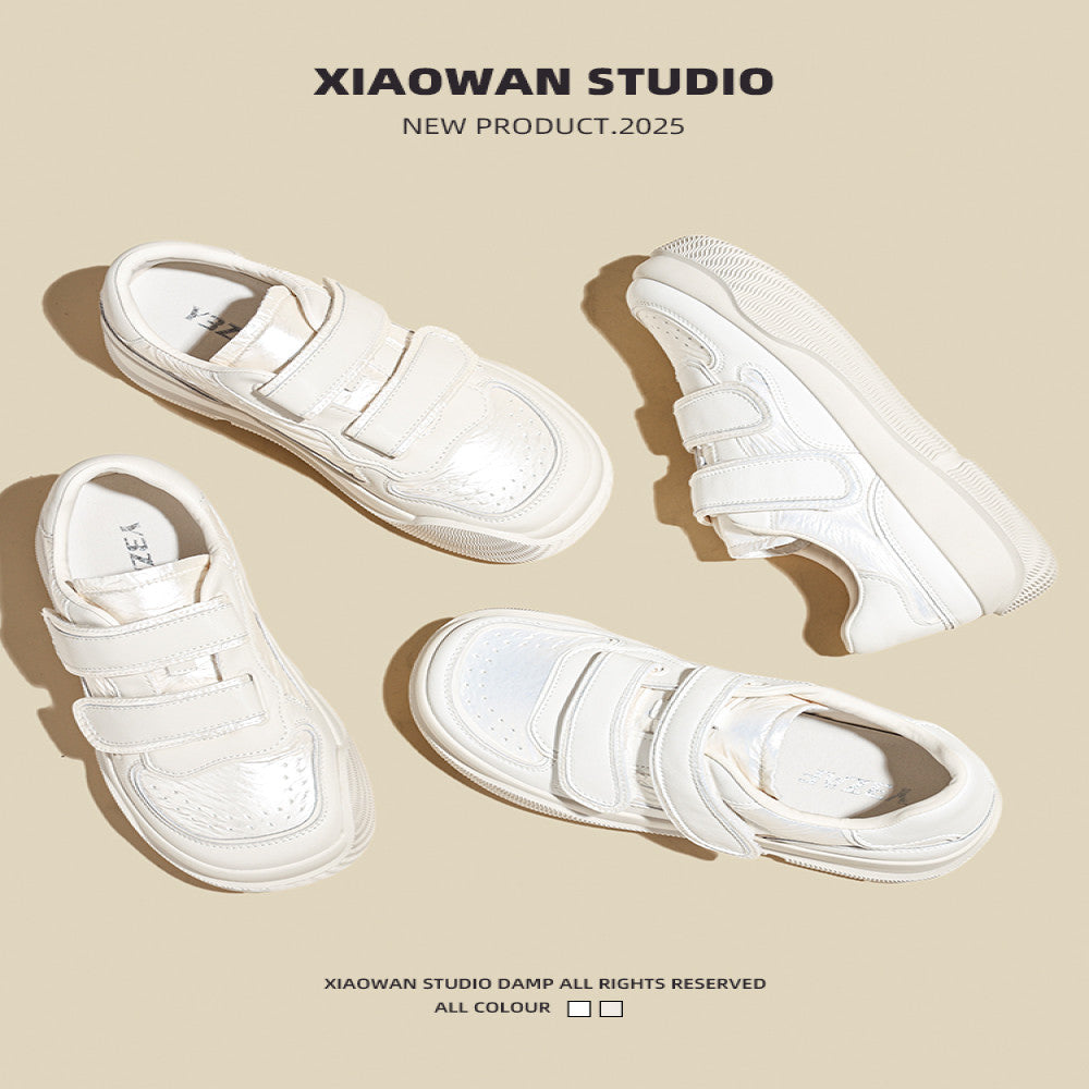 Velcro white shoes for women 2025 spring new style fashionable versatile sports casual shoes thick soled height enhancing genuine leather sneakers image 2